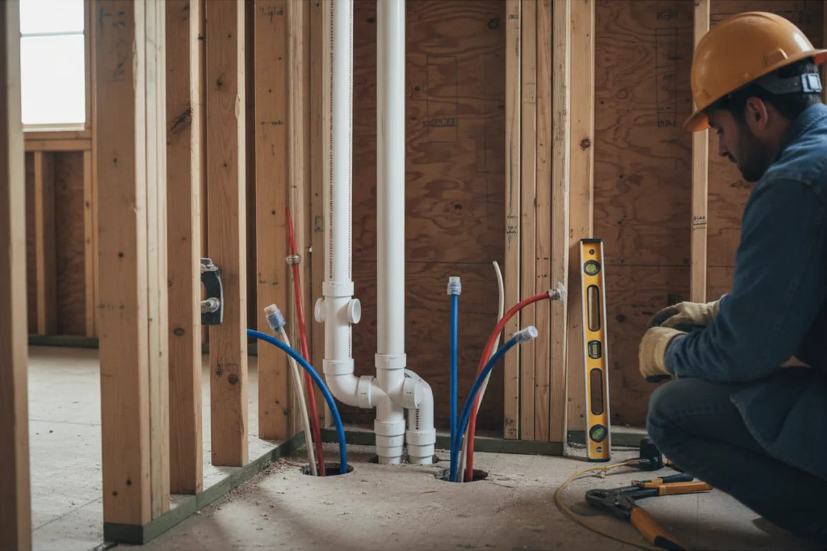 Drain and supply rough-in during Drain Cleaning in Watertown